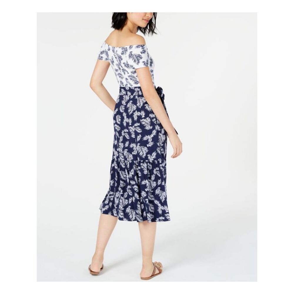 MAISON JULES Womens Navy Printed Short Sleeve Midi Sheath Dress Size: 2 - Picture 2 of 4
